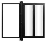 KaMic Elite-Fold 120" x 80" 4-Panel Aluminum Folding Door in Sleek Black with Hidden Hinges & Rollers, Left-to-Right Outward Folding Design - Model # SE-FD4PBK12080-LR-FULL