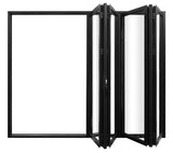 KaMic Elite-Fold 120" x 80" 4-Panel Aluminum Folding Door in Sleek Black with Hidden Hinges & Rollers, Left-to-Right Outward Folding Design - Model # SE-FD4PBK12080-LR-FULL