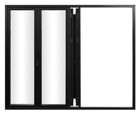 KaMic Elite-Fold 120" x 80" 4-Panel Aluminum Folding Door in Sleek Black with Hidden Hinges & Rollers, Left-to-Right Outward Folding Design - Model # SE-FD4PBK12080-LR-FULL