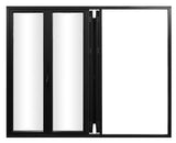 KaMic Elite-Fold 120" x 80" 4-Panel Aluminum Folding Door in Sleek Black with Hidden Hinges & Rollers, Left-to-Right Outward Folding Design - Model # SE-FD4PBK12080-LR-FULL