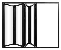 KaMic Elite-Fold 120" x 80" 4-Panel Aluminum Folding Door in Sleek Black with Hidden Hinges & Rollers, Left-to-Right Outward Folding Design - Model # SE-FD4PBK12080-LR-FULL