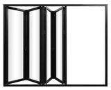 KaMic Elite-Fold 120" x 80" 4-Panel Aluminum Folding Door in Sleek Black with Hidden Hinges & Rollers, Left-to-Right Outward Folding Design - Model # SE-FD4PBK12080-LR-FULL