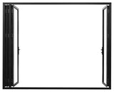 KaMic Elite-Fold 120" x 80" 4-Panel Aluminum Folding Door in Sleek Black with Hidden Hinges & Rollers, Left-to-Right Outward Folding Design - Model # SE-FD4PBK12080-LR