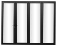 KaMic Elite-Fold 120" x 80" 4-Panel Aluminum Folding Door in Sleek Black with Hidden Hinges & Rollers, Left-to-Right Outward Folding Design - Model # SE-FD4PBK12080-LR