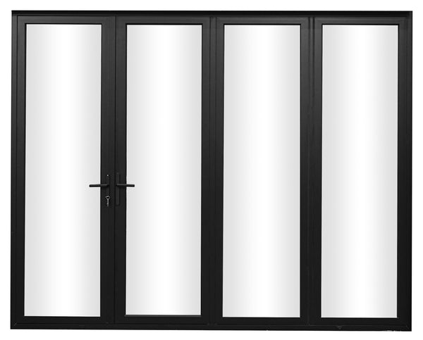 KaMic Elite-Fold 120" x 80" 4-Panel Aluminum Folding Door in Sleek Black with Hidden Hinges & Rollers, Left-to-Right Outward Folding Design - Model # SE-FD4PBK12080-LR