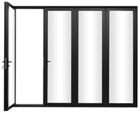 KaMic Elite-Fold 120" x 80" 4-Panel Aluminum Folding Door in Sleek Black with Hidden Hinges & Rollers, Left-to-Right Outward Folding Design - Model # SE-FD4PBK12080-LR