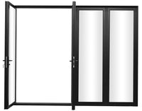 KaMic Elite-Fold 120" x 80" 4-Panel Aluminum Folding Door in Sleek Black with Hidden Hinges & Rollers, Left-to-Right Outward Folding Design - Model # SE-FD4PBK12080-LR