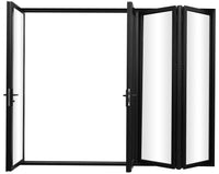 KaMic Elite-Fold 120" x 80" 4-Panel Aluminum Folding Door in Sleek Black with Hidden Hinges & Rollers, Left-to-Right Outward Folding Design - Model # SE-FD4PBK12080-LR