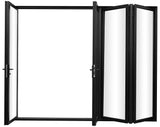 KaMic Elite-Fold 120" x 80" 4-Panel Aluminum Folding Door in Sleek Black with Hidden Hinges & Rollers, Left-to-Right Outward Folding Design - Model # SE-FD4PBK12080-LR