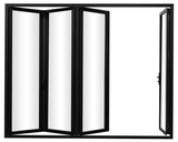 KaMic Elite-Fold 120" x 80" 4-Panel Aluminum Folding Door in Sleek Black with Hidden Hinges & Rollers, Left-to-Right Outward Folding Design - Model # SE-FD4PBK12080-LR