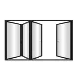 KaMic Elite-Fold 120" x 80" 4-Panel Aluminum Folding Door in Sleek Black with Hidden Hinges & Rollers, Left-to-Right Outward Folding Design - Model # SE-FD4PBK12080-LR