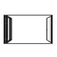 KaMic Elite-Fold 120" x 80" 4-Panel Aluminum Folding Door in Sleek Black with Hidden Hinges & Rollers, Left-to-Right Outward Folding Design - Model # SE-FD4PBK12080-LR
