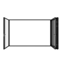 KaMic Elite-Fold 120" x 80" 4-Panel Aluminum Folding Door in Sleek Black with Hidden Hinges & Rollers, Left-to-Right Outward Folding Design - Model # SE-FD4PBK12080-LR