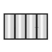 KaMic Elite-Fold 120" x 80" 4-Panel Aluminum Folding Door in Sleek Black with Hidden Hinges & Rollers, Left-to-Right Outward Folding Design - Model # SE-FD4PBK12080-LR