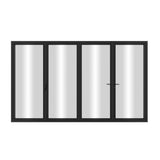 KaMic Elite-Fold 120" x 80" 4-Panel Aluminum Folding Door in Sleek Black with Hidden Hinges & Rollers, Left-to-Right Outward Folding Design - Model # SE-FD4PBK12080-LR