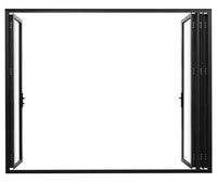 KaMic Elite-Fold 120" x 80" 4-Panel Aluminum Folding Door in Sleek Black with Hidden Hinges &amp; Rollers, Right-to-Left Outward Folding Design - Model # SE-FD4PBK12080-RL