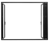 KaMic Elite-Fold 120" x 80" 4-Panel Aluminum Folding Door in Sleek Black with Hidden Hinges &amp; Rollers, Right-to-Left Outward Folding Design - Model # SE-FD4PBK12080-RL