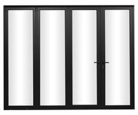 KaMic Elite-Fold 120" x 80" 4-Panel Aluminum Folding Door in Sleek Black with Hidden Hinges &amp; Rollers, Right-to-Left Outward Folding Design - Model # SE-FD4PBK12080-RL