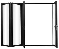 KaMic Elite-Fold 120" x 80" 4-Panel Aluminum Folding Door in Sleek Black with Hidden Hinges &amp; Rollers, Right-to-Left Outward Folding Design - Model # SE-FD4PBK12080-RL