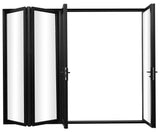 KaMic Elite-Fold 120" x 80" 4-Panel Aluminum Folding Door in Sleek Black with Hidden Hinges &amp; Rollers, Right-to-Left Outward Folding Design - Model # SE-FD4PBK12080-RL