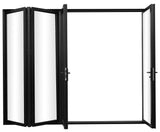 KaMic Elite-Fold 120" x 80" 4-Panel Aluminum Folding Door in Sleek Black with Hidden Hinges &amp; Rollers, Right-to-Left Outward Folding Design - Model # SE-FD4PBK12080-RL