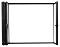 KaMic Elite-Fold 120" x 80" 4-Panel Aluminum Folding Door in Sleek Black with Hidden Hinges &amp; Rollers, Right-to-Left Outward Folding Design - Model # SE-FD4PBK12080-RL