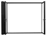 KaMic Elite-Fold 120" x 80" 4-Panel Aluminum Folding Door in Sleek Black with Hidden Hinges &amp; Rollers, Right-to-Left Outward Folding Design - Model # SE-FD4PBK12080-RL