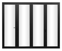 KaMic Elite-Fold 120" x 80" 4-Panel Aluminum Folding Door in Sleek Black with Hidden Hinges &amp; Rollers, Right-to-Left Outward Folding Design - Model # SE-FD4PBK12080-RL