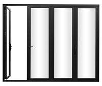 KaMic Elite-Fold 120" x 80" 4-Panel Aluminum Folding Door in Sleek Black with Hidden Hinges &amp; Rollers, Right-to-Left Outward Folding Design - Model # SE-FD4PBK12080-RL