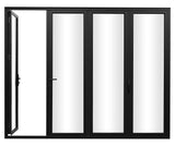 KaMic Elite-Fold 120" x 80" 4-Panel Aluminum Folding Door in Sleek Black with Hidden Hinges &amp; Rollers, Right-to-Left Outward Folding Design - Model # SE-FD4PBK12080-RL