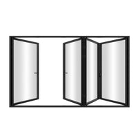 KaMic Elite-Fold 120" x 80" 4-Panel Aluminum Folding Door in Sleek Black with Hidden Hinges &amp; Rollers, Right-to-Left Outward Folding Design - Model # SE-FD4PBK12080-RL