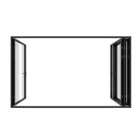 KaMic Elite-Fold 120" x 80" 4-Panel Aluminum Folding Door in Sleek Black with Hidden Hinges &amp; Rollers, Right-to-Left Outward Folding Design - Model # SE-FD4PBK12080-RL