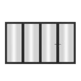 KaMic Elite-Fold 120" x 80" 4-Panel Aluminum Folding Door in Sleek Black with Hidden Hinges &amp; Rollers, Right-to-Left Outward Folding Design - Model # SE-FD4PBK12080-RL