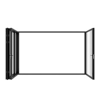 KaMic Elite-Fold 120" x 80" 4-Panel Aluminum Folding Door in Sleek Black with Hidden Hinges &amp; Rollers, Right-to-Left Outward Folding Design - Model # SE-FD4PBK12080-RL