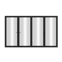 KaMic Elite-Fold 120" x 80" 4-Panel Aluminum Folding Door in Sleek Black with Hidden Hinges &amp; Rollers, Right-to-Left Outward Folding Design - Model # SE-FD4PBK12080-RL