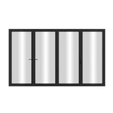 KaMic Elite-Fold 120" x 80" 4-Panel Aluminum Folding Door in Sleek Black with Hidden Hinges &amp; Rollers, Right-to-Left Outward Folding Design - Model # SE-FD4PBK12080-RL