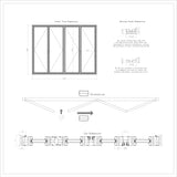 KaMic Elite-Fold 120" x 96" 4-Panel Aluminum Folding Door in Sleek Black with Hidden Hinges & Rollers, Left-to-Right Outward Folding Design - Model # SE-FD4PBK12096-LR