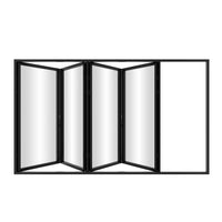 KaMic Elite-Fold 120" x 96" 4-Panel Aluminum Folding Door in Sleek Black with Hidden Hinges & Rollers, Left-to-Right Outward Folding Design - Model # SE-FD4PBK12096-LR--FULL