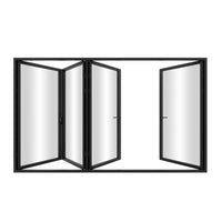 KaMic Elite-Fold 120" x 96" 4-Panel Aluminum Folding Door in Sleek Black with Hidden Hinges & Rollers, Left-to-Right Outward Folding Design - Model # SE-FD4PBK12096-LR