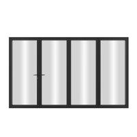 KaMic Elite-Fold 120" x 96" 4-Panel Aluminum Folding Door in Sleek Black with Hidden Hinges & Rollers, Left-to-Right Outward Folding Design - Model # SE-FD4PBK12096-LR