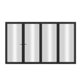 KaMic Elite-Fold 120" x 96" 4-Panel Aluminum Folding Door in Sleek Black with Hidden Hinges & Rollers, Left-to-Right Outward Folding Design - Model # SE-FD4PBK12096-LR