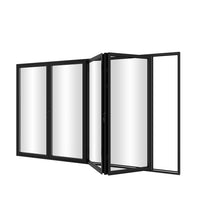 KaMic Elite-Fold 120" x 96" 4-Panel Aluminum Folding Door in Sleek Black with Hidden Hinges & Rollers, Right-to-Left Outward Folding Design - Model # SE-FD4PBK12096-RL-FULL