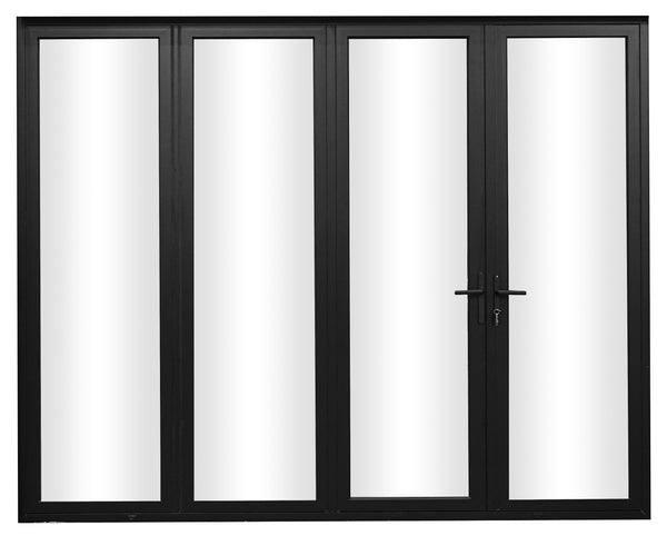 KaMic Elite-Fold 120" x 96" 4-Panel Aluminum Folding Door in Sleek Black with Hidden Hinges & Rollers, Right-to-Left Outward Folding Design - Model # SE-FD4PBK12096-RL