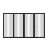 KaMic Elite-Fold 120" x 96" 4-Panel Aluminum Folding Door in Sleek Black with Hidden Hinges & Rollers, Right-to-Left Outward Folding Design - Model # SE-FD4PBK12096-RL