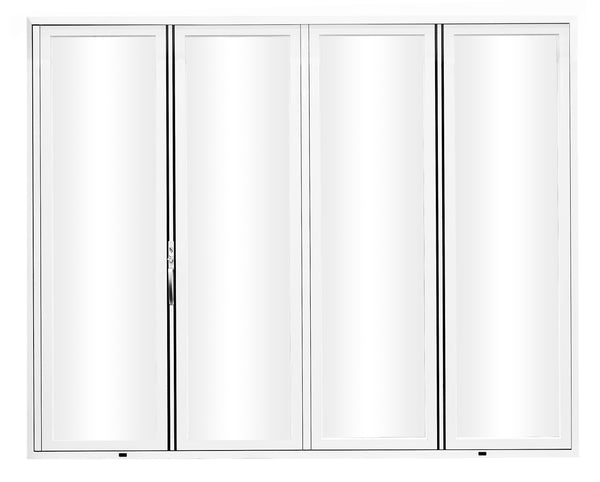 KaMic Elite-Fold 120" x 80" 4-Panel Aluminum Folding Door in Sleek White with Hidden Hinges & Rollers, Left-to-Right Outward Folding Design - Model # SE-FD4PWH12080-LR-FULL