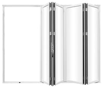 KaMic Elite-Fold 120" x 80" 4-Panel Aluminum Folding Door in Sleek White with Hidden Hinges & Rollers, Left-to-Right Outward Folding Design - Model # SE-FD4PWH12080-LR-FULL