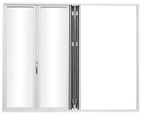 KaMic Elite-Fold 120" x 80" 4-Panel Aluminum Folding Door in Sleek White with Hidden Hinges & Rollers, Left-to-Right Outward Folding Design - Model # SE-FD4PWH12080-LR-FULL