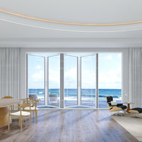 KaMic Elite-Fold 120" x 80" 4-Panel Aluminum Folding Door in Sleek White with Hidden Hinges & Rollers, Left-to-Right Outward Folding Design - Model # SE-FD4PWH12080-LR-FULL