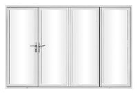 KaMic Elite-Fold 120" x 80" 4-Panel Aluminum Folding Door in Sleek White with Hidden Hinges & Rollers, Left-to-Right Outward Folding Design - Model # SE-FD4PWH12080-LR