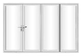 KaMic Elite-Fold 120" x 80" 4-Panel Aluminum Folding Door in Sleek White with Hidden Hinges & Rollers, Left-to-Right Outward Folding Design - Model # SE-FD4PWH12080-LR